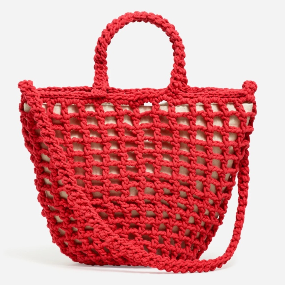 Madewell Red Crochet Tote Bag